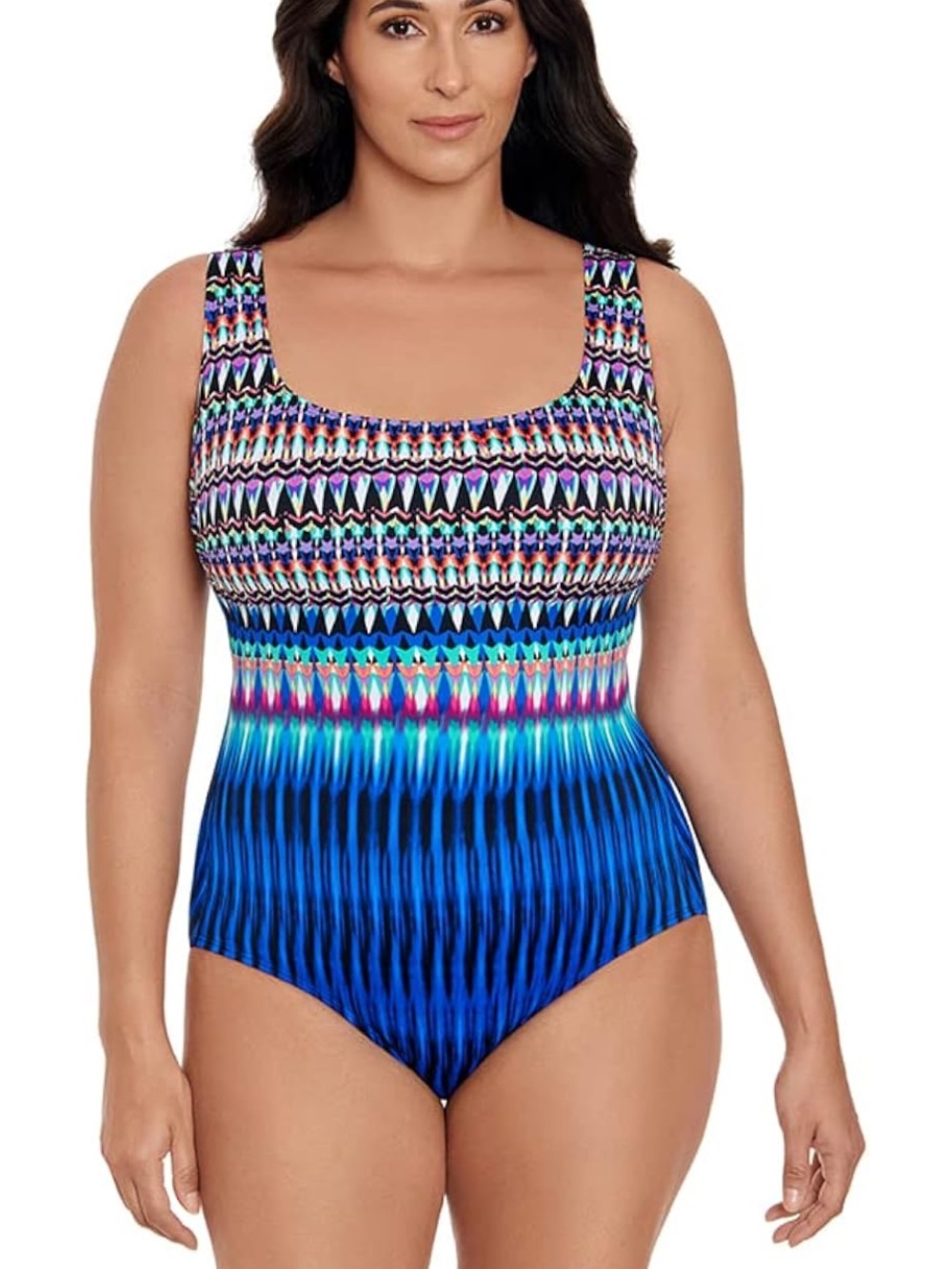 Plus Size Blue Patterned One-Piece Swimsuit new condition